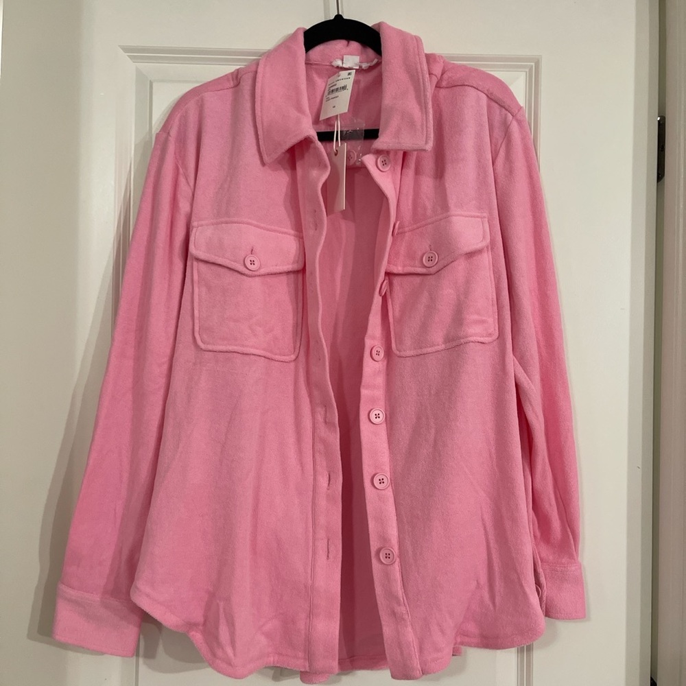 BNWT Good American Size S Pink Terry Cloth Shacket